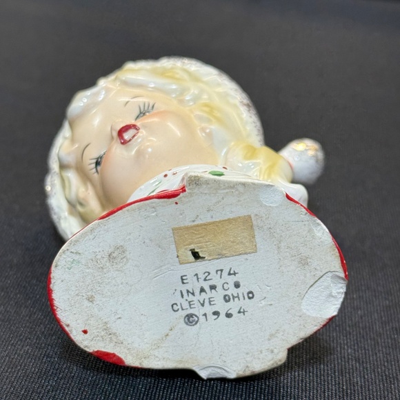 INARCO Vintage 1964 Christmas Young Girl Head Vase E1274 - Picture 6 of 14